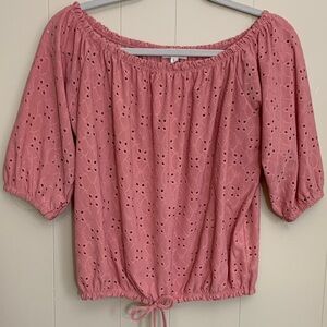 Blush Eyelet Off-Shoulder Blouse